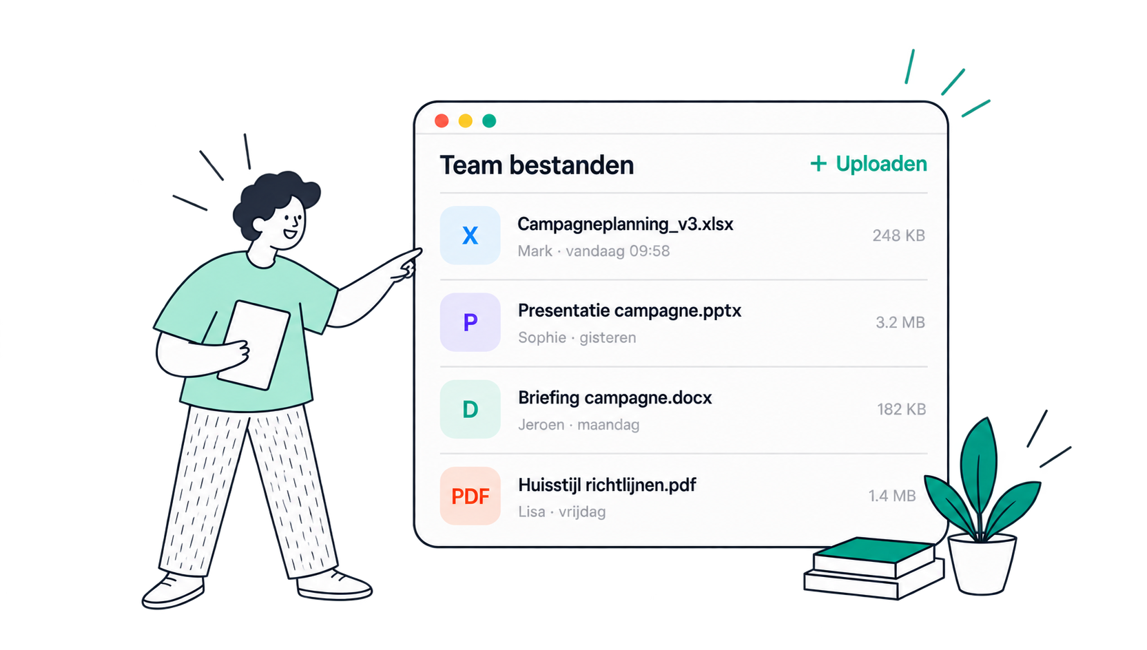 Cheerful team file dashboard