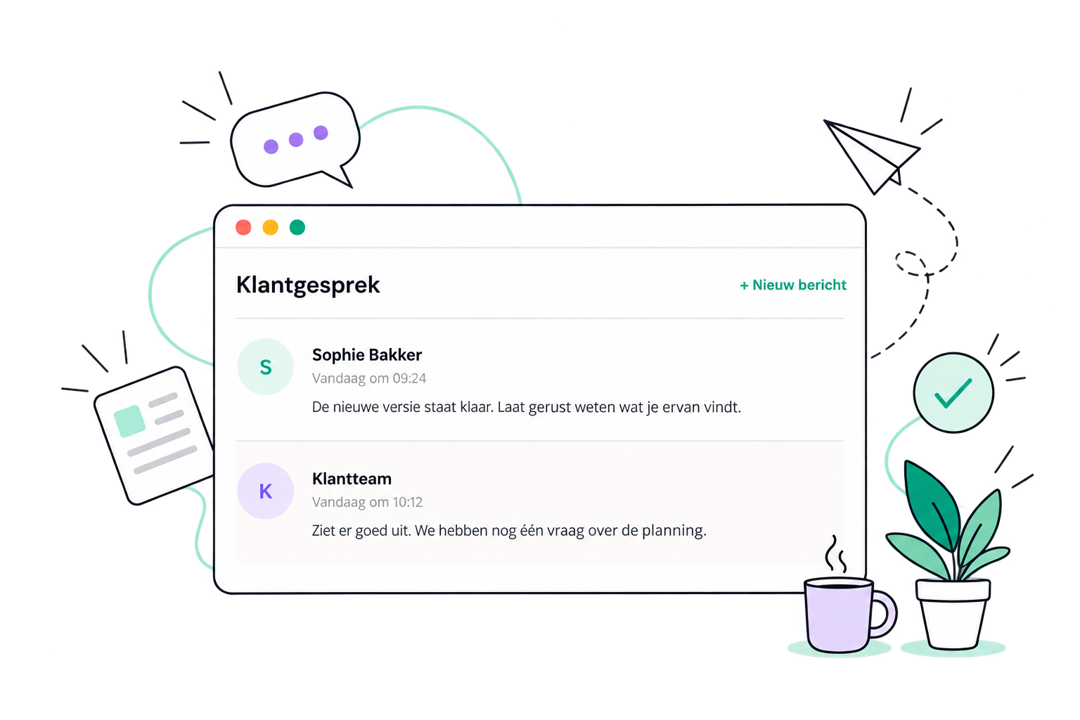 klantcommunicatie chatvenster decoratieve